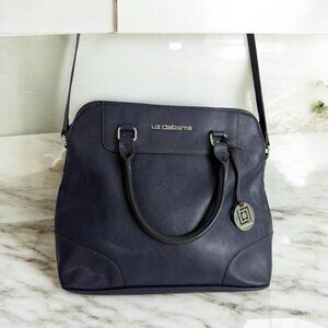 Liz Claiborne Lillian Dome Satchel Women Purse Strap Handbag Blue Crossbody